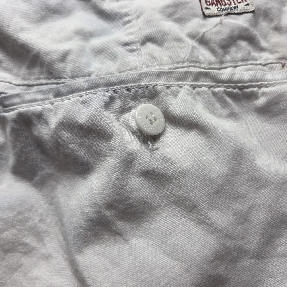 Gangster Cargo Shorts Mens 44 White Cotton Canvas Flat Front 10 Inseam Casual
